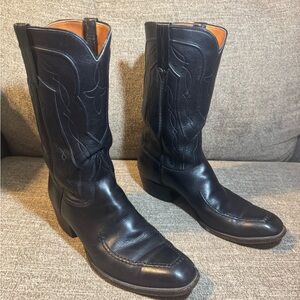 Lucchese Vintage Men’s Black Leather Boots #1316 Size 11.5 San Antonio Handmade